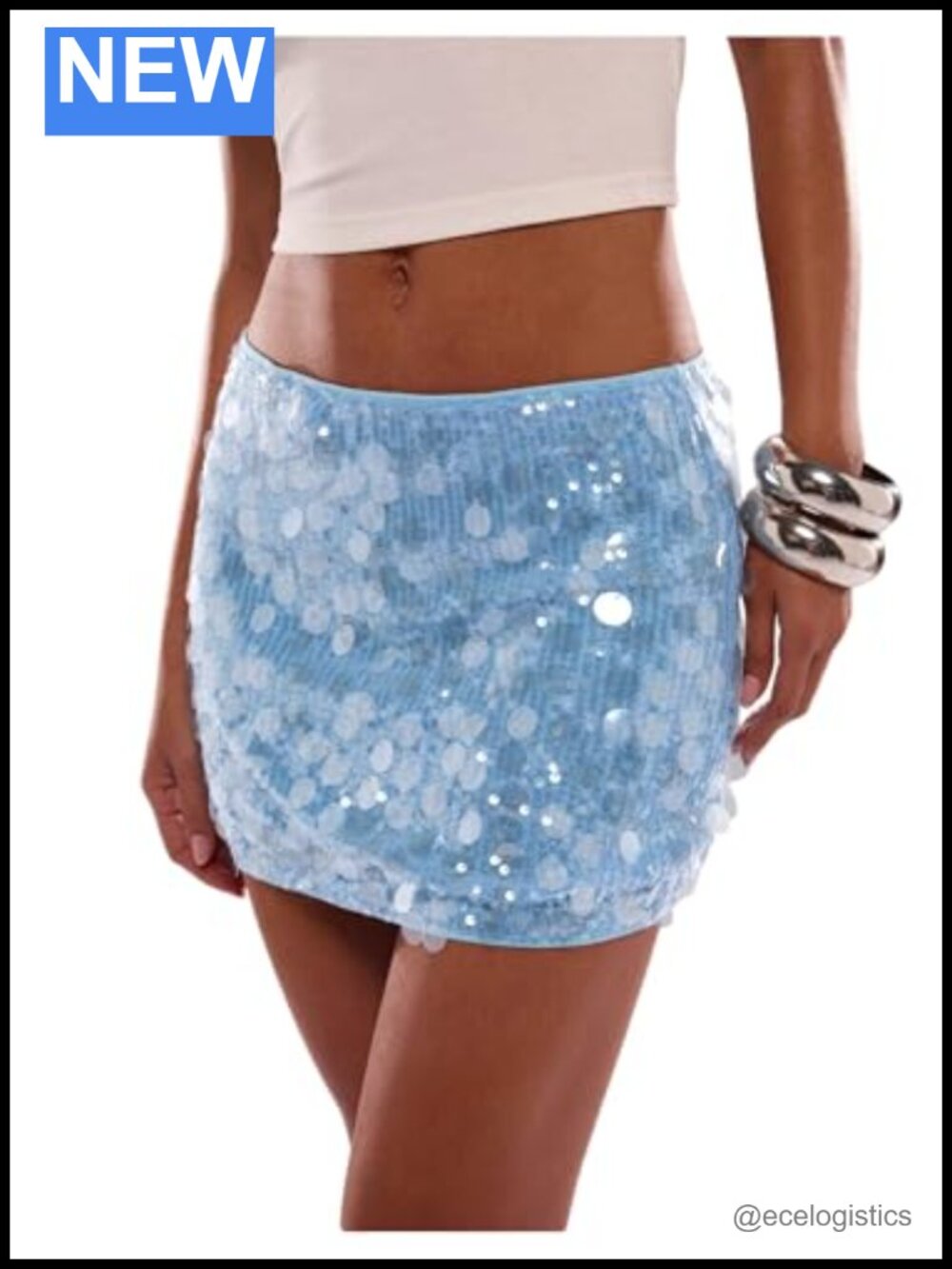 Sequin Pencil Skirt Low Waist Glitter Mini Rave Party Outfit